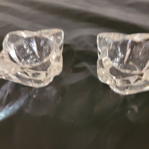 pair of petal Federal Glass Co candleholder clear dinner party table - Picture 3 of 8
